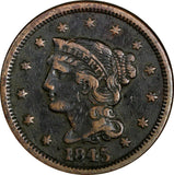 US Copper 1845 Braided Hair Large Cent 1C (13 693)