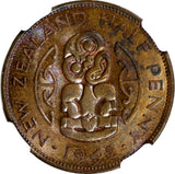 New Zealand George VI Bronze 1942 1/2 Penny NGC MS63 BN KEY DATE SCARCE KM# 12
