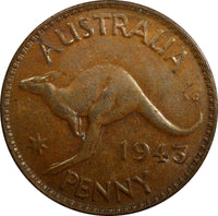 AUSTRALIA  George VI Bronze 1943 1 PENNY  KM#36 (6592)