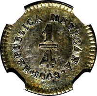 Mexico FIRST REP. 1842 SLPI 1/4 Real San Luis Potosí NGC XF45  SCARCE KM# 368.7