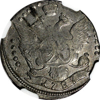 Russia Catherine II Silver 1787 SPB 20 Kopeks NGC XF40 C# 63c (012)