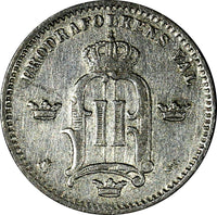 Sweden Oscar II Silver 1874 ST 10 Ore KM# 737