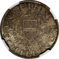 Austria Silver 1924 1 Schilling Parliament NGC MS63 Toned KM# 2835 (034)