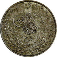 EGYPT Abdul Hamid II Silver AH1293//17 W (1891) 2 Qirsh XF Toned KM# 293(18 525)