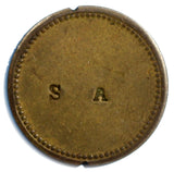 Costa Rica Token  Bronze Countermark " S  A "   20mm  Ex.Jerry F.Schimmel Collec