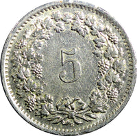 SWITZERLAND Copper-Nickel 1966 5 Rappen KM# 26 (23 766)
