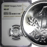 Hungary Aluminum 1983 BP 1 Forint NGC MS67 TOP GRADED BY NGC KM# 575 (037)