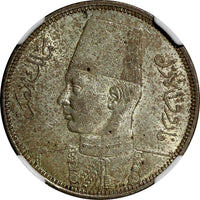 EGYPT Farouk (1936-1952) Silver AH1358 // 1939 5 Piastres NGC MS61 KM# 366 (063)