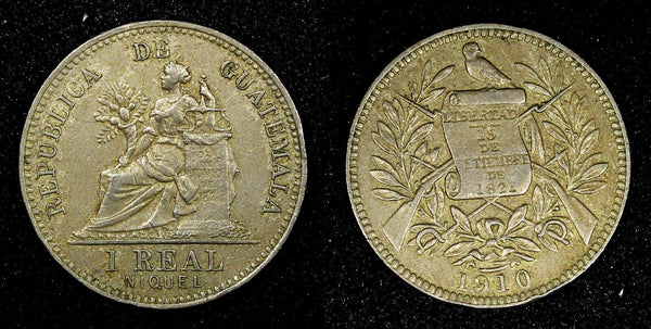 Guatemala 1910  1 Real Heaton and Sons Mint KM# 177  (22 633)