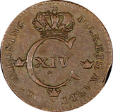 SWEDEN Carl XIV Johan Copper 1820 1/4 Skilling 26 mm XF KM# 595 (21 349)