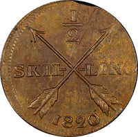 Sweden Carl XIV Johan Copper 1820 1/2 Skilling XF+KM# 596 (21 226)