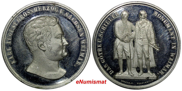 Germany Saxony Medal 1857 Carl August Grand Duke Goethe-Schiller Monument (596)