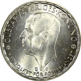 Sweden Gustaf V Silver 1943 G 1 Krona Choice UNC 25mm KM# 814 (22 110)