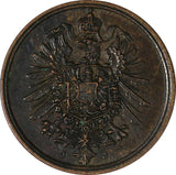 Germany - Empire Wilhelm I Copper 1875 J 2 Pfennig Hamburg Mint KM# 2 (20 014)