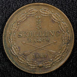 SWEDEN Oscar I Copper 1849 2/3  Skilling KM# 663 (22 551)