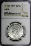 India-British George VI Silver 1941 (B) Rupee NGC AU58 Mint Luster KM# 556 (006)