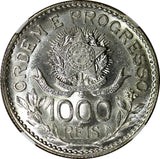Brazil Silver 1913 A 1000 Reis NGC MS64 Liberty.Continuous Legend KM# 513 (20)