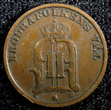 Sweden Oscar II Bronze 1896 1 Öre Extra Large letters KM# 750  (23 148)