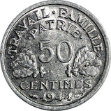 France  Aluminum 1944 50 Centimes WWII Issue BETTER DATE BU KM# 914.1 (15 293)
