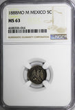 Mexico SECOND REPUB.Silver 1888 Mo M 5 Centavos NGC MS63 Mexico city KM# 398.7