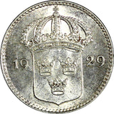 SWEDEN Gustaf V Silver 1929 G 10 Öre Light Toned  KM# 780 (22 136)