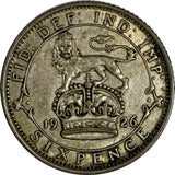Great Britain George V (1910-1936) Silver 1926 6 Pence KM# 828 (15 384)