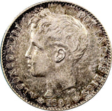 Spain Alfonso XIII SILVER 1901 (01) SM-V Peseta Light Toning Nice  KM# 706 (10)