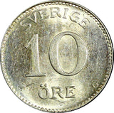 SWEDEN Gustaf V Silver 1936 G 10 Öre Long"6" ch.UNC KM# 780 (22 139)