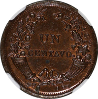 PERU 1939 1 Centavo "CENTAVO " Straight LARGE DATE NGC MS64 BN KM# 208.2 (136)