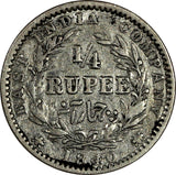 India-British Victoria Silver 1840 1/4 Rupee KM# 454.2 (19 331)