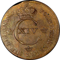 Sweden Carl XIV Johan Copper 1820 1/2 Skilling XF+KM# 596 (21 226)