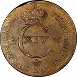 Sweden Carl XIV Johan Copper 1820 1/2 Skilling XF+KM# 596 (21 226)