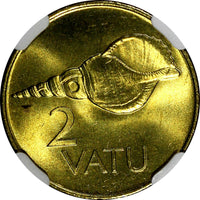 Vanuatu Nickel-Brass 1983 2 Vatu NGC MS67 TOP GRADED GEM COIN KM# 4 (048)