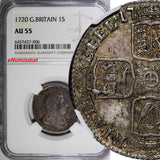 Great Britain George I Silver 1720 1 Shilling NGC AU55 26mm Toning KM# 539.2 (6)