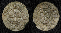 ITALY, Kingdom of Sicily. Henry VI and Constance. 1194-1197. BI Denaro (22 603)