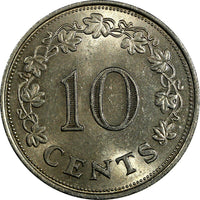 Malta Copper-Nickel 1972 10 Cents UNC KM# 11 (18 053)