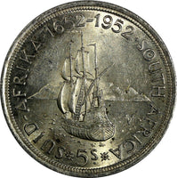 South Africa George VI Silver 1952 5 Shillings aUNC KM# 41 (18 643)