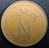 Finland Nicholas II Copper 1914 10 Penniä Mintage-605,000 KM# 14 (23 035)