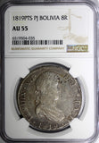 Bolivia Ferdinand VII Silver 1819 PTS PJ 8 Reales NGC AU55 Potosi KM# 84 (35)