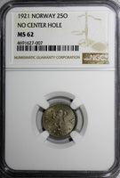 Norway Haakon VII 1921 25 Ore NGC MS62 3 YEARS TYPE TOP GRADED BY NGC KM# 381