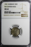 Norway Haakon VII 1921 25 Ore NGC MS62 3 YEARS TYPE TOP GRADED BY NGC KM# 381