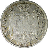 Italian States KINGDOM OF NAPOLEON Silver 1814 M 1 Lira Milan C# 8.1 (23 492)