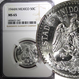 Mexico ESTADOS UNIDOS Silver 1944 M 50 Centavos NGC MS65 GEM BU KM# 447 (047)