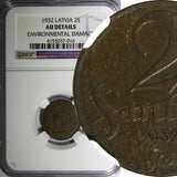 Latvia Bronze 1932 2 Santimi NGC AU DETAILS Last Year Type KM# 2 (016)