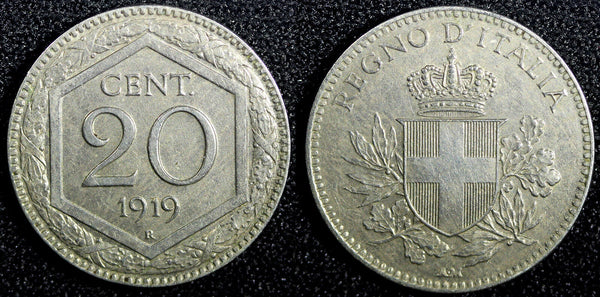 Italy Vittorio Emanuele III Copper-nickel 1919 R 20 Centesimi  KM# 58 (23 722)