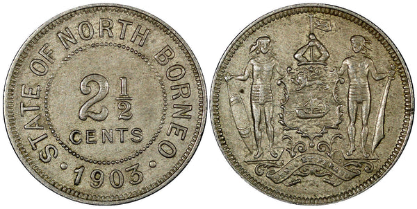 British North Borneo 1903 H  2-1/2 Cent Heaton's Mint ch.VF KM# 4 (21 098)