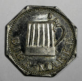 GERMANY Silvered Zinc BEER (BIER) TOKEN BAYREUTHER BIERBRAUTEREY 24mm (18 378)