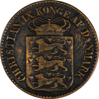 Danish West Indies Christian IX Bronze 1883 1 Cent Dark Toned KM# 68 (19 571)