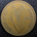 Ireland Republic Bronze 1928 1/2 Penny  Sow with piglets KM# 2 (23 088)