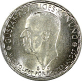 Sweden Gustaf V Silver 1942 G 1 Krona UNC Light Toned 25mm KM# 814 (22 113)